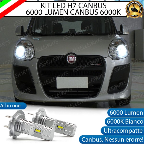 Kit Full LED Coppia H7 Ultra Compatta 6000 Lumen Anabbaglianti Per FIAT DOBLO MK2