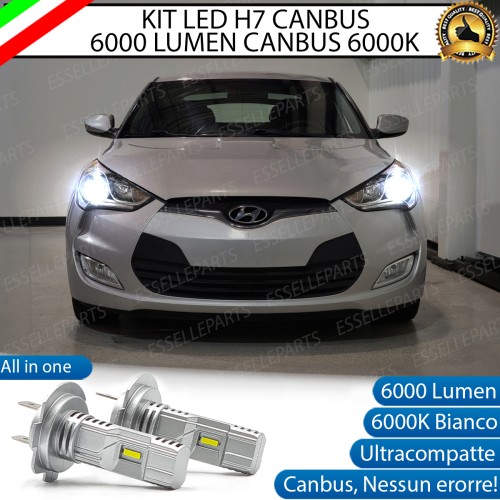 Kit Full LED Coppia H7 Ultra Compatta 6000 Lumen Anabbaglianti Per Hyundai Veloster