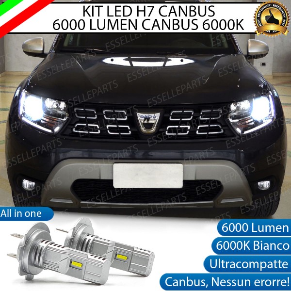 Kit Full LED Coppia H7 Ultra Compatta 6000 Lumen Anabbaglianti Per DACIA DUSTER MK2 PRE-RESTYLING