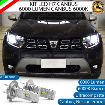 Kit Full LED Coppia H7 Ultra Compatta 6000 Lumen Anabbaglianti Per DACIA DUSTER MK2 PRE-RESTYLING