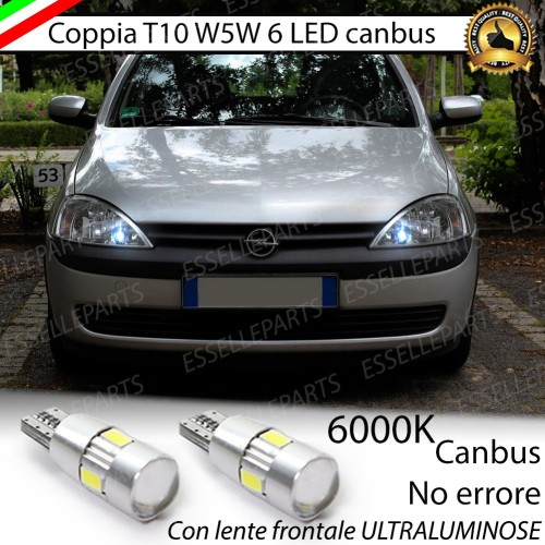 Coppia Lampade T10 W5W LED canbus con lente frontale per luci di posizione per Opel Corsa ( C )