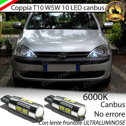 Coppia Lampade T10 W5W LED canbus con lente frontale per luci di posizione per Opel Corsa ( C )
