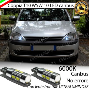 Coppia Lampade T10 W5W LED canbus con lente frontale per luci di posizione per Opel Corsa ( C ) Coppia Lampade T10 W5W LED canbus con lente frontale per luci di posizione per Opel Corsa ( C )