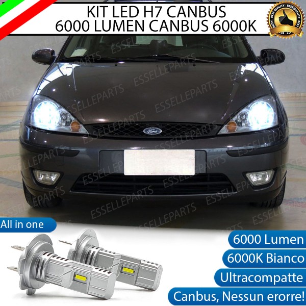 Kit Full LED Coppia H7 Ultra Compatta 6000 Lumen Anabbaglianti Per FORD FOCUS MK1 DAL 10-2001