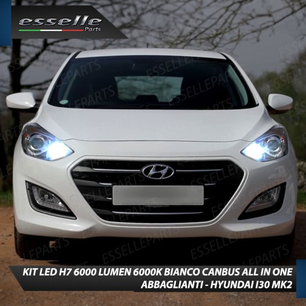 Kit Full LED Coppia H7 Ultra Compatta 6000 Lumen Abbaglianti Per HYUNDAI I30 MK2