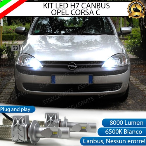 Kit Full LED H7 8000 Lumen 6000K bianco Abbaglianti OPEL CORSA C CON FARO A PARABOLA