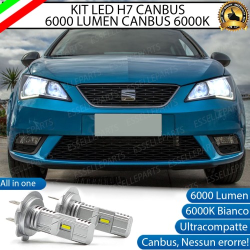 Kit Full LED Coppia H7 Ultra Compatta 6000 Lumen Anabbaglianti Per SEAT IBIZA 6J RESTYLING