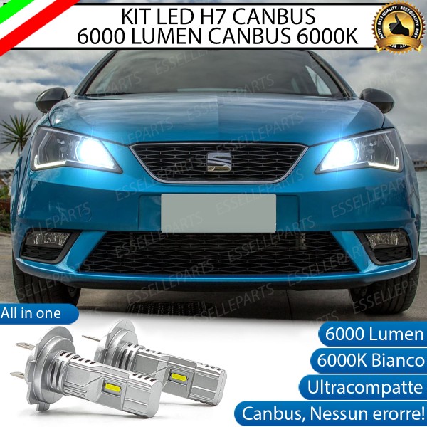 Kit Full LED Coppia H7 Ultra Compatta 6000 Lumen Abbaglianti Per SEAT IBIZA 6J RESTYLING