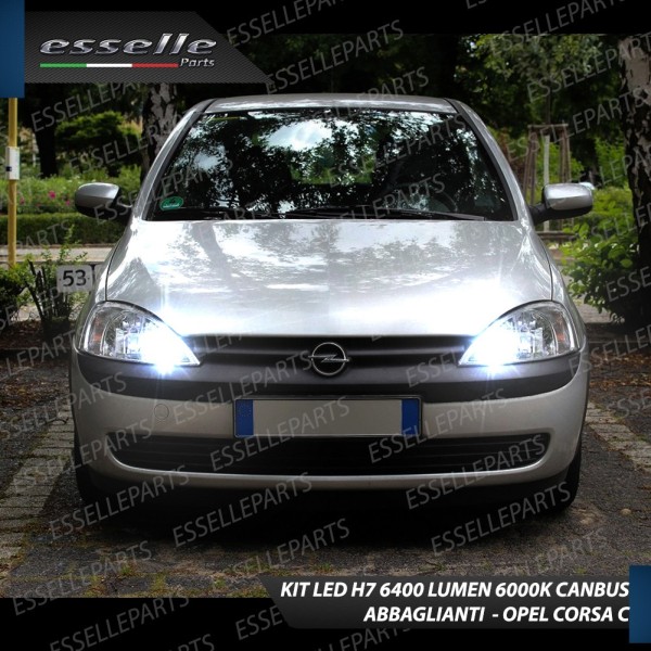 Kit Full LED H7 6400 LUMEN 6000K bianco Abbaglianti OPEL CORSA C con Fari a parabola