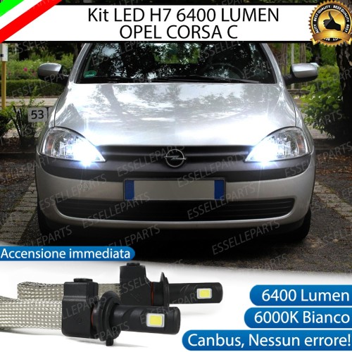 Kit Full LED H7 6400 LUMEN 6000K bianco Abbaglianti OPEL CORSA C con Fari a parabola