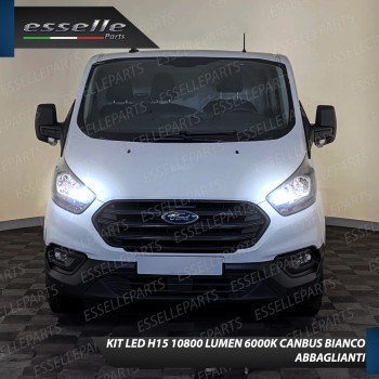 Kit Luci Diurne Abbaglianti H15 10800 LUMEN 6000K Ford Tourneo Custom con fari a parabola