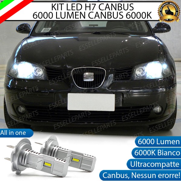 Kit Full LED Coppia H7 Ultra Compatta 6000 Lumen Anabbaglianti Per SEAT IBIZA 6L