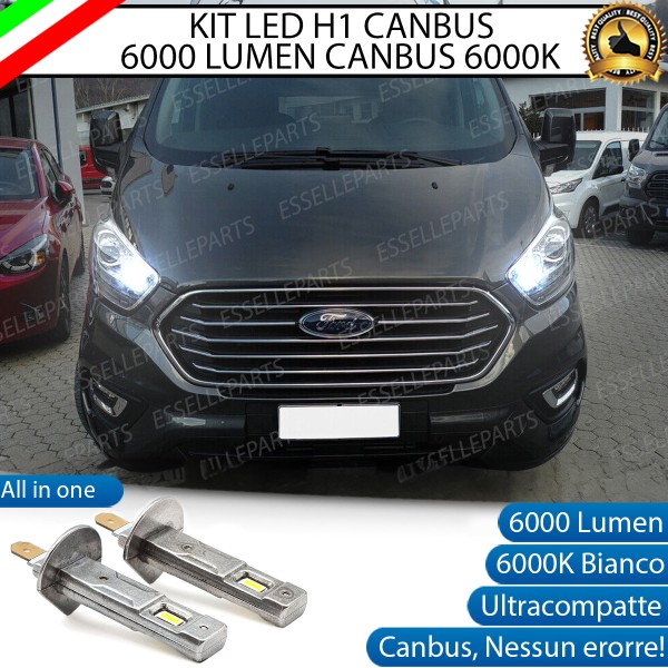 Kit Full LED H1 Abbaglianti 6000 Lumen 6000K bianco FORD Transit CUSTOM con fari lenticolari