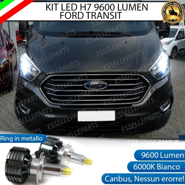 Kit Full LED H7 9600 Lumen 6000K Anabbaglianti FORD Transit CUSTOM con fari lenticolari