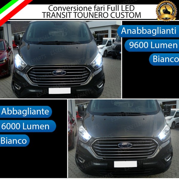 Conversione Fari Full LED 6000K bianco FORD Transit CUSTOM con fari lenticolari