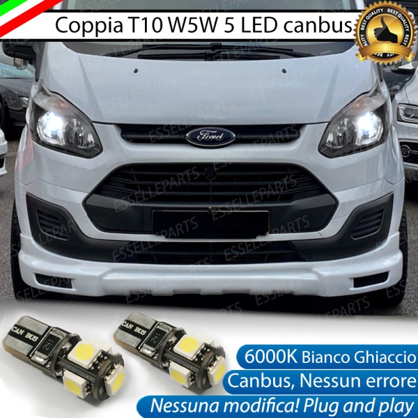 Luci posizione T10 W5W 5 LED Canbus Ford Tourneo Custom con fari a parabola