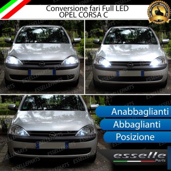 Conversione Fari Full LED 6000K bianco OPEL CORSA C con Fari a parabola Conversione Fari Full LED 6000K bianco OPEL CORSA C con Fari a parabola