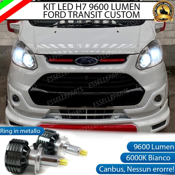 Kit Full LED H7 9600 Lumen 6000K bianco Anabbaglianti FORD Tourneo CUSTOM con fari lenticolari