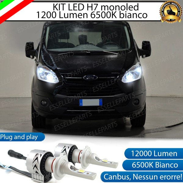 Kit Full LED H7 Monoled 12000 Lumen 6500K bianco FORD Tourneo CUSTOM con fari lenticolari