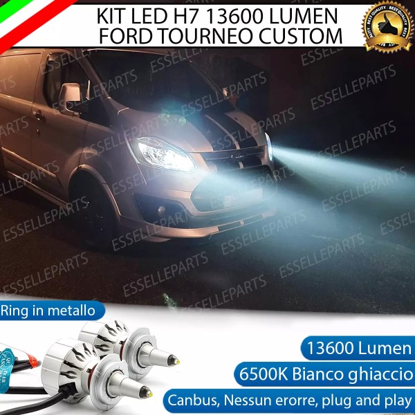 Kit Full LED H7 Monoled al quarzo 13600 Lumen 6000K bianco FORD Tourneo CUSTOM con fari lenticolari