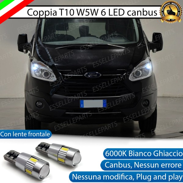 Luci posizione T10 W5W 6 LED Canbus Ford Tourneo Custom con fari lenticolari