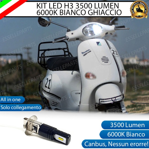 Kit Full LED Lampada H3 3200 Lumen Abbaglianti per VESPA 125 ET4 2002-2006