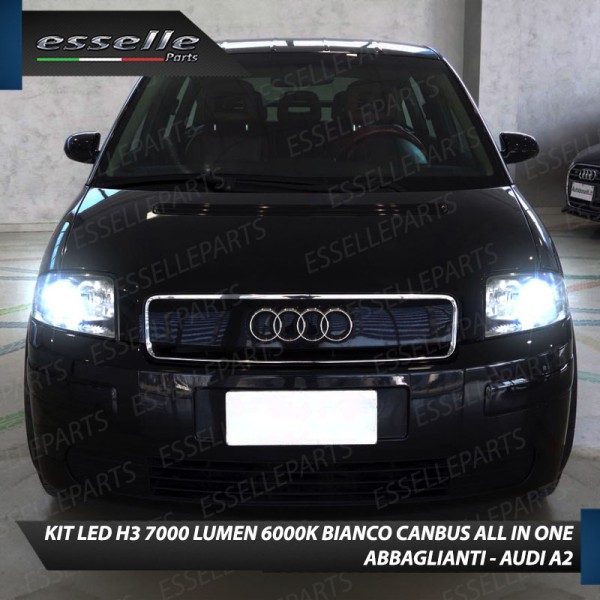 Kit Full LED H3 7000 Lumen Abbaglianti AUDI A2 6000K bianco ghiaccio canbus