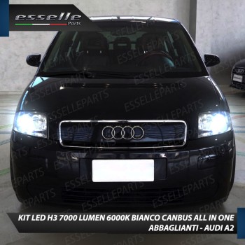 Kit Full LED H3 7000 Lumen Abbaglianti AUDI A2 6000K bianco ghiaccio canbus