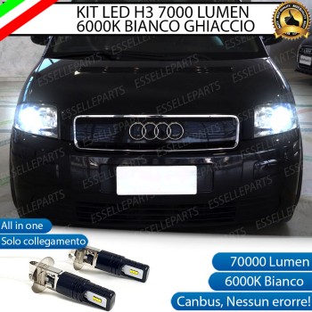 Kit Full LED H3 7000 Lumen Abbaglianti AUDI A2 6000K bianco ghiaccio canbus