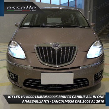 Kit Full LED Coppia H7 Ultra Compatta 6000 Lumen Anabbaglianti Per LANCIA MUSA DAL 2008 AL 2010