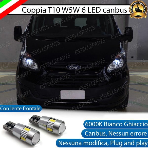 Luci posizione T10 W5W 6 LED Canbus Ford Tourneo Custom con fari a parabola