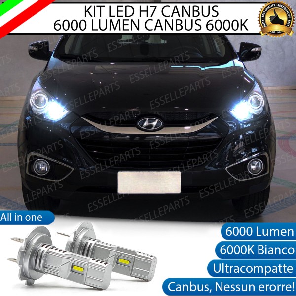 Kit Full LED Coppia H7 Ultra Compatta 6000 Lumen Abbaglianti Per HYUNDAI IX35 FINO AL 2013