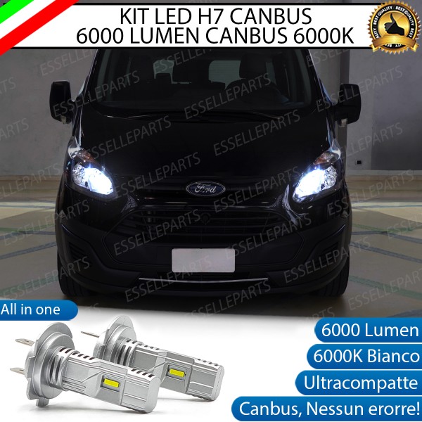 Kit Full LED H7 6000 LUMEN 6000K Anabbaglianti Ford Tourneo Custom fari a parabola