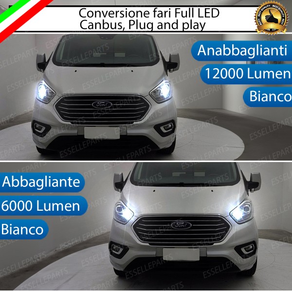 Conversione Fari Full LED 6000K bianco FORD Transit CUSTOM con fari lenticolari