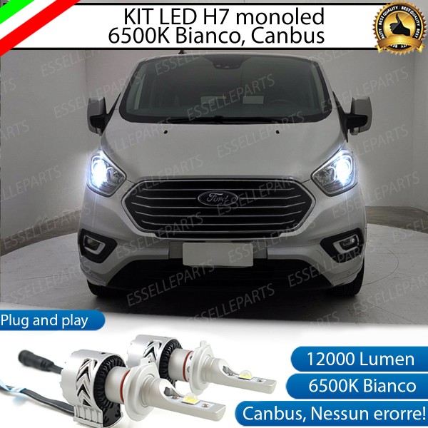 Kit Full LED H7 Monoled 12000 Lumen 6000K FORD Transit CUSTOM con fari lenticolari