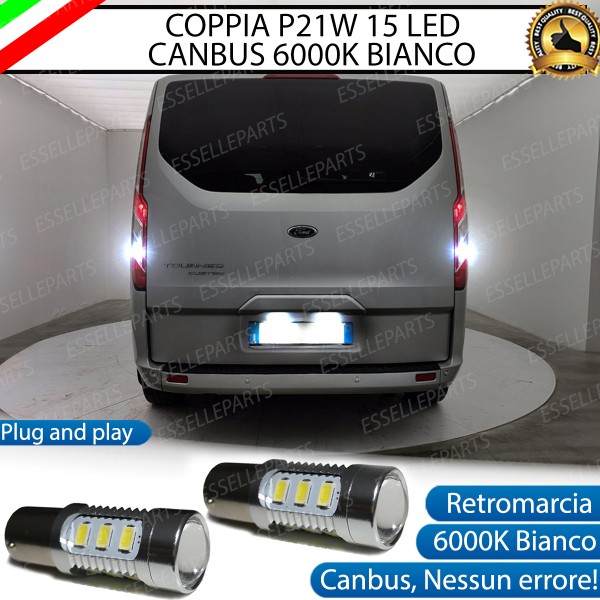 Coppia LED Retromarcia 15 LED Canbus 6000K Tourneo Custom Con Lente Frontale