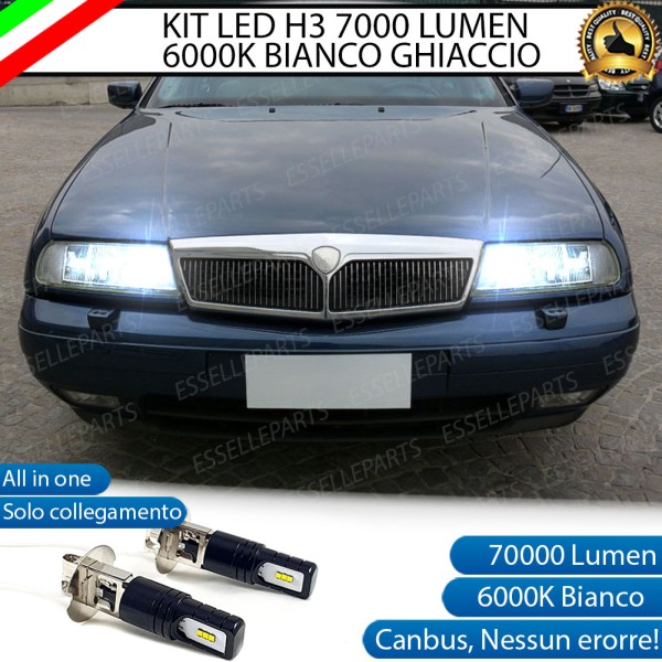 Kit Full LED H3 7000 Lumen Abbaglianti LANCIA KAPPA 6000K bianco ghiaccio canbus