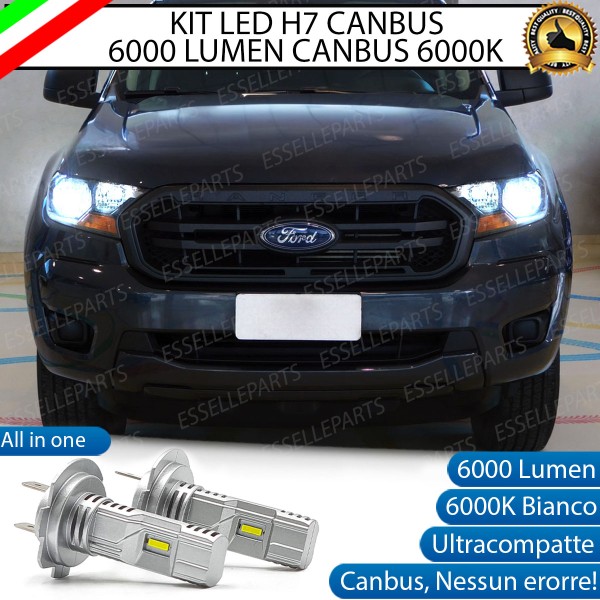 Kit Full LED Coppia H7 Ultra Compatta 6000 Lumen Anabbaglianti Per FORD RANGER MK4 CON FARO A PARABOLA