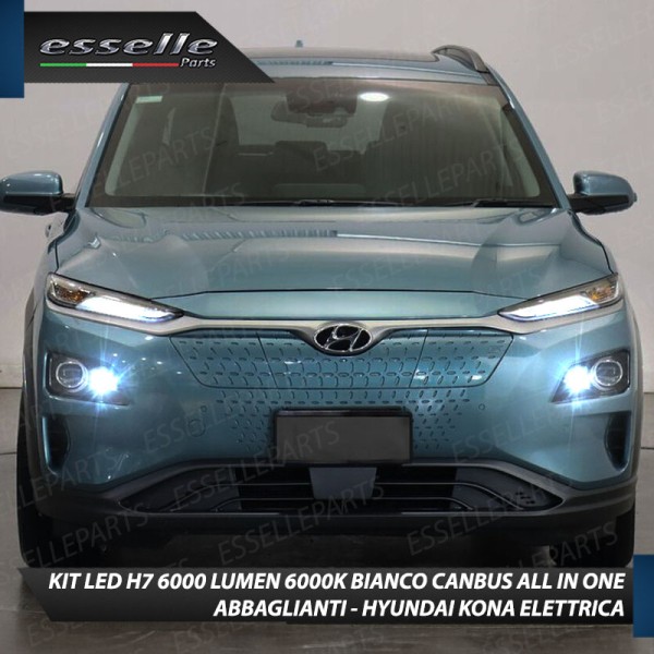 Kit Full LED Coppia H7 Ultra Compatta 6000 Lumen Abbaglianti Per HYUNDAI KONA ELETTRICA PRE-RESTYLING