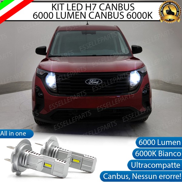 Kit Full LED Coppia H7 Ultra Compatta 6000 Lumen Anabbaglianti Per Ford Tourneo Courier 2