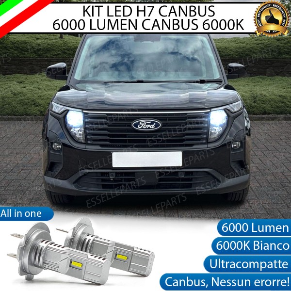 Kit Full LED Coppia H7 Ultra Compatta 6000 Lumen Anabbaglianti Per Ford Tourneo Courier 2