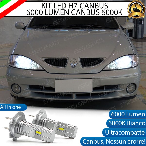 Kit Full LED Coppia H7 Ultra Compatta 6000 Lumen Anabbaglianti Per RENAULT MEGANE MK1 FARI A PARABOLA DOPPIA