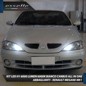 Kit Full LED Abbaglianti H1 6000 Lumen per RENAULT MEGANE MK1 FARI A PARABOLA DOPPIA