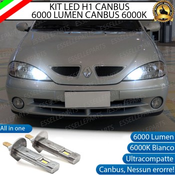 Kit Full LED Abbaglianti H1 6000 Lumen per RENAULT MEGANE MK1 FARI A PARABOLA DOPPIA