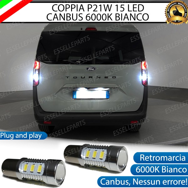 Coppia LED Retromarcia 15 LED Canbus 6000K Ford Tourneo Courier 2 Con Lente Frontale