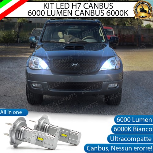 Kit Full LED Coppia H7 Ultra Compatta 6000 Lumen Abbaglianti Per Hyundai Terracan