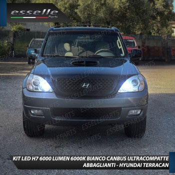 Kit Full LED Coppia H7 Ultra Compatta 6000 Lumen Abbaglianti Per Hyundai Terracan