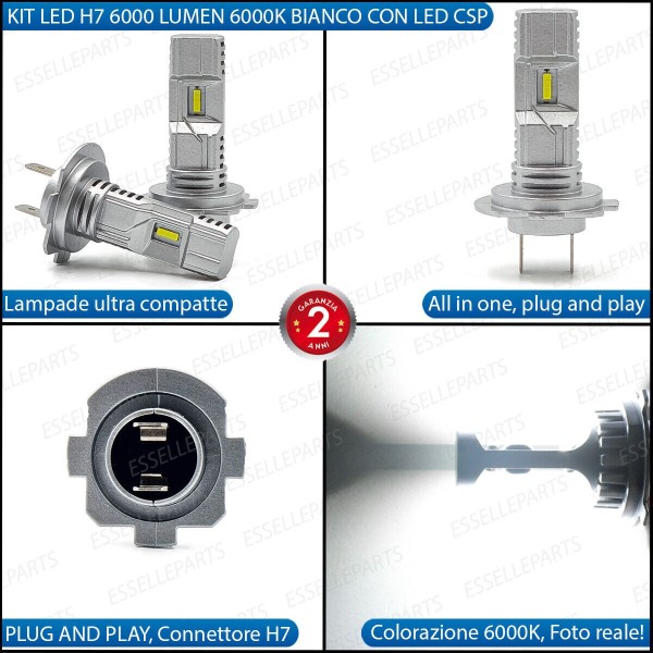 Kit Full LED Coppia H7 Ultra Compatta 6000 Lumen Anabbaglianti Per OPEL MOKKA