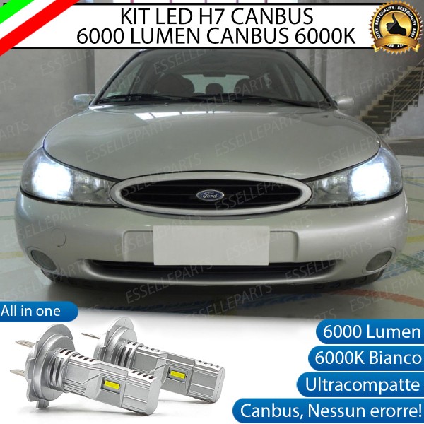 Kit Full LED Coppia H7 Ultra Compatta 6000 Lumen Anabbaglianti Per FORD MONDEO MK1 RESTYLING