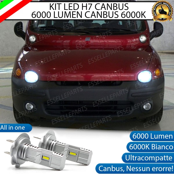 Kit Full LED Coppia H7 Ultra Compatta 6000 Lumen Anabbaglianti Per FIAT MULTIPLA MK1